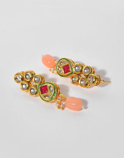 Kundan Beads Gold Plated Necklace Set
