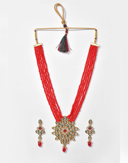 Kundan Beads Gold Plated Necklace Set