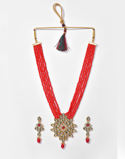 Kundan Beads Gold Plated Necklace Set