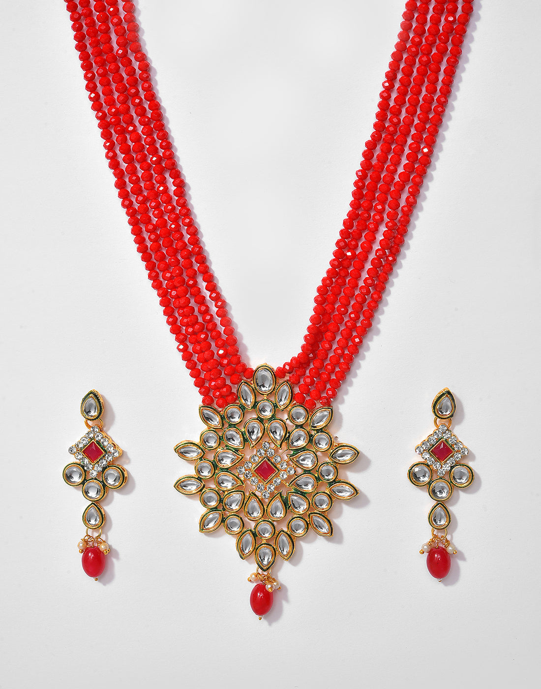 Kundan Beads Gold Plated Necklace Set