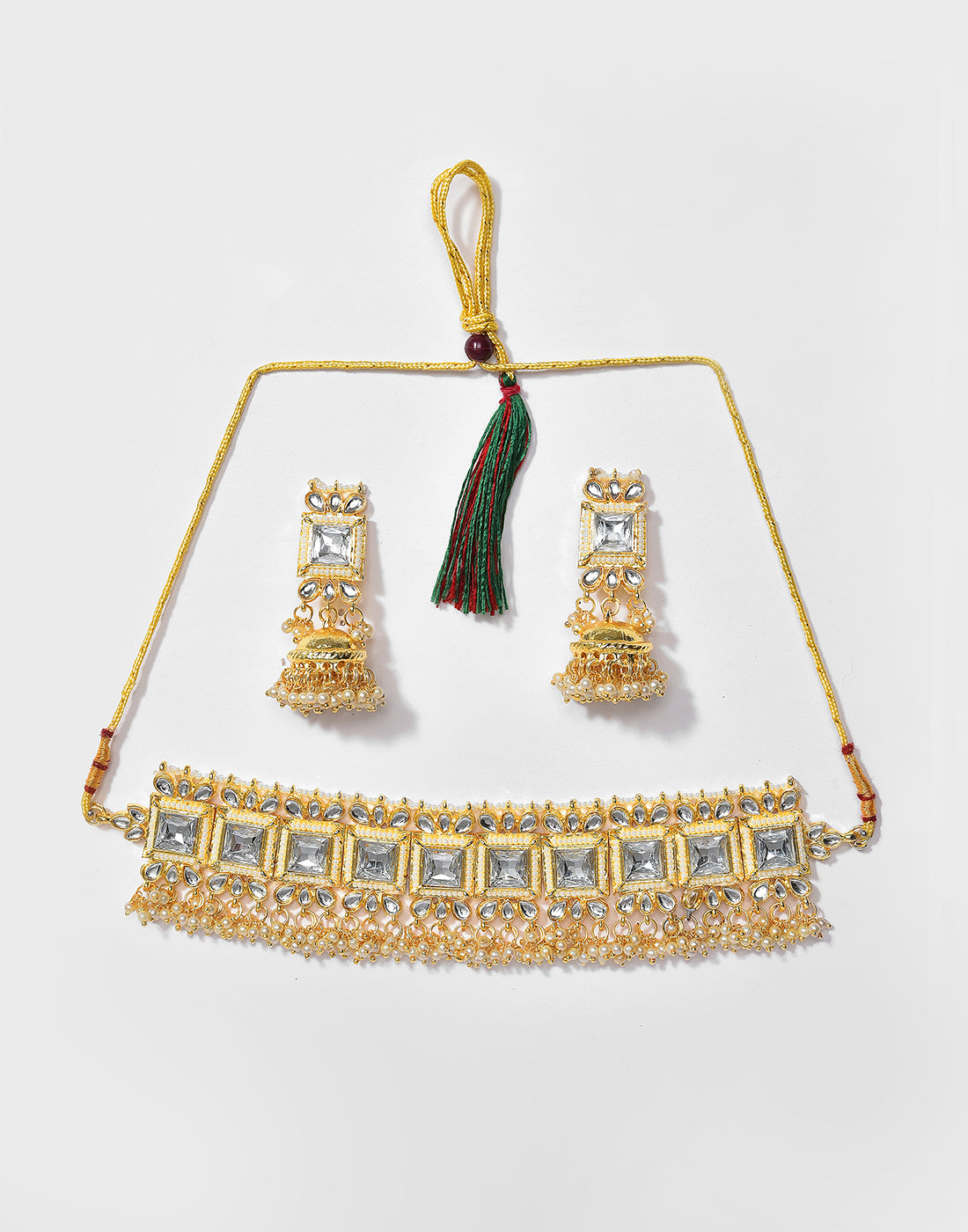 Kundan Pearl Gold Plated Necklace Set
