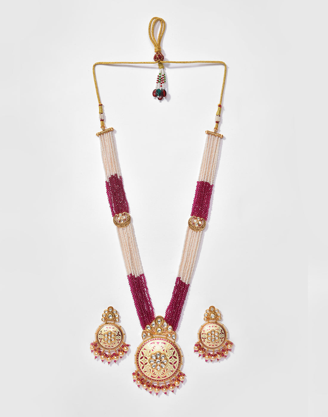 Beaded Meenakari Gold Plated Necklace Set