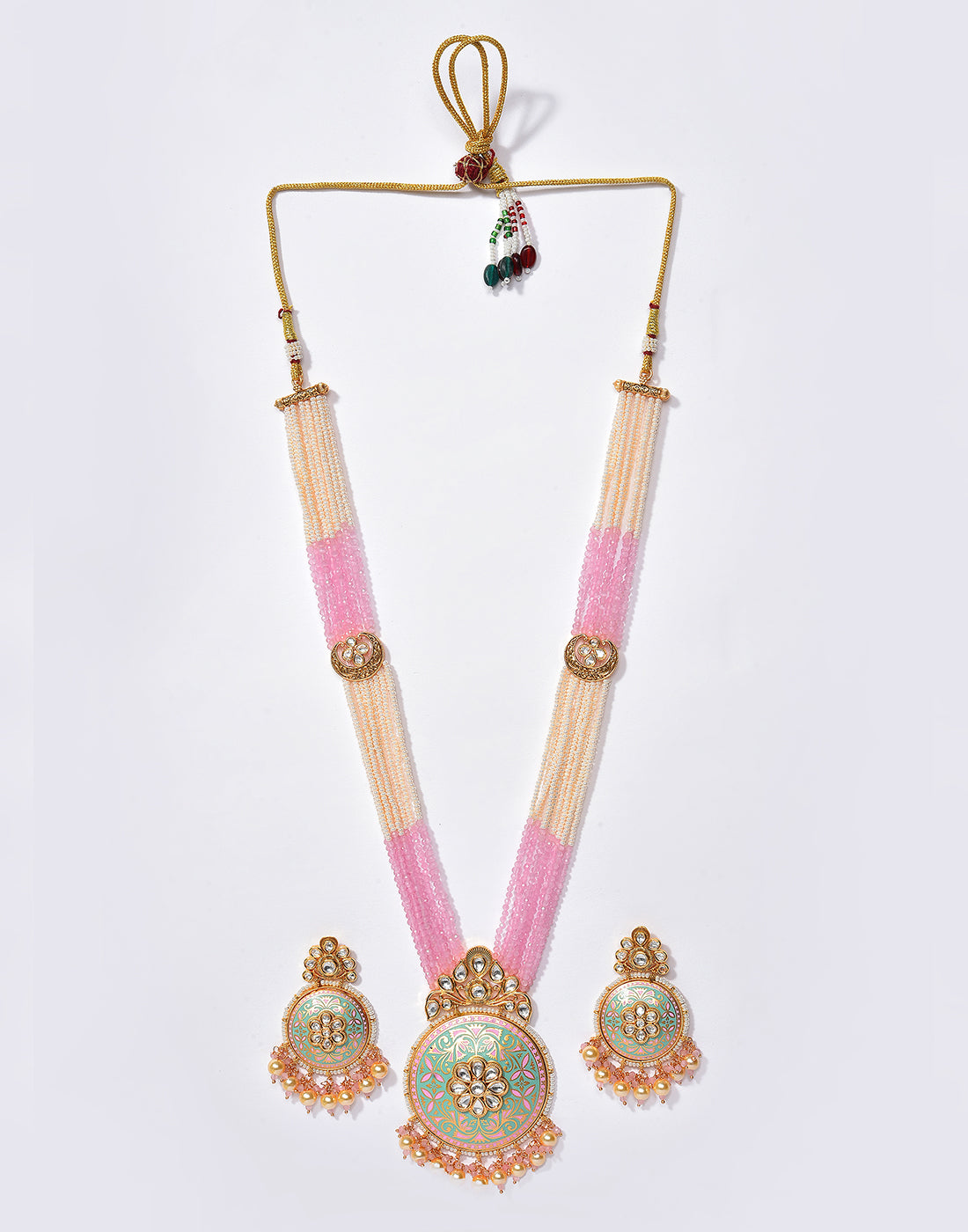 Beaded Meenakari Gold Plated Necklace Set