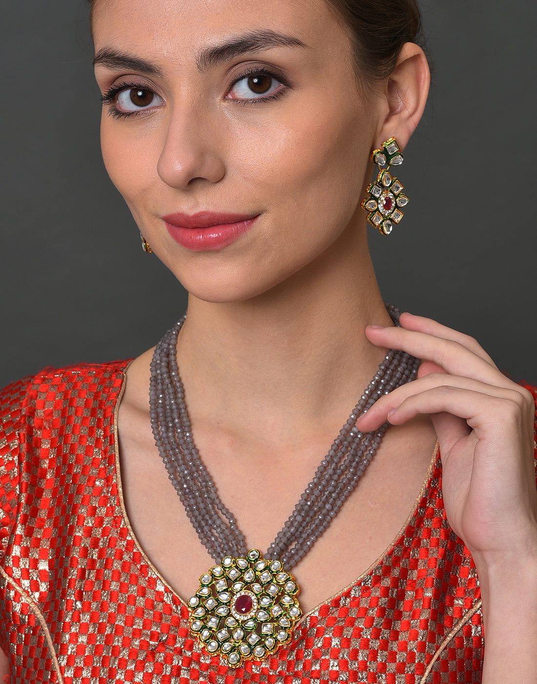 Gold Plated Designer Stone Necklace Set