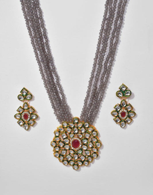Gold Plated Designer Stone Necklace Set