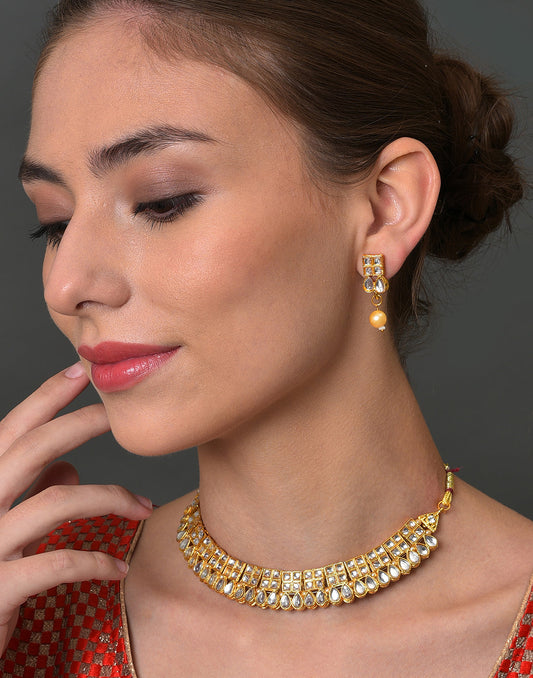 Gold Plated Designer Stone Necklace
