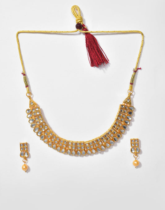 Gold Plated Designer Stone Necklace