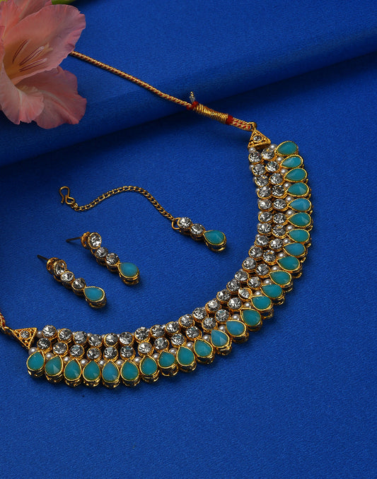 Gold Plated Designer Stone Necklace