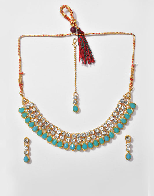 Gold Plated Designer Stone Necklace
