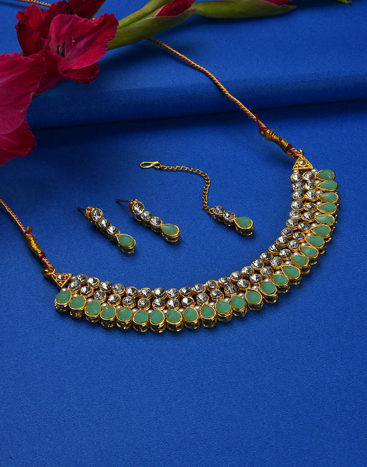 Gold Plated Designer Stone Necklace