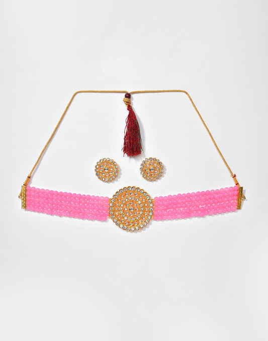 Gold Plated Designer Stone Necklace Set