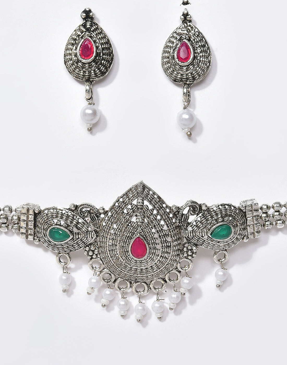 Meenakari Silver Plated Necklace
