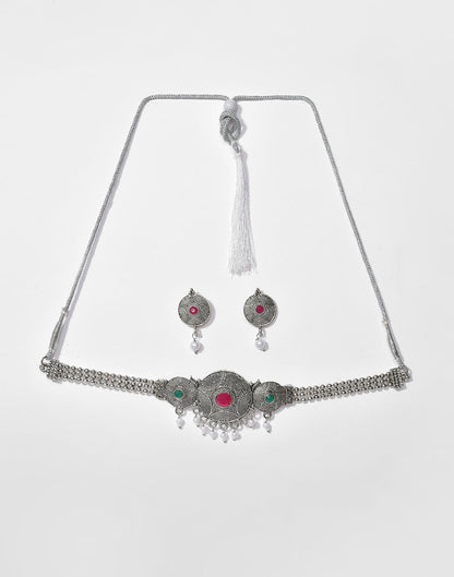 Meenakari Silver Plated Necklace