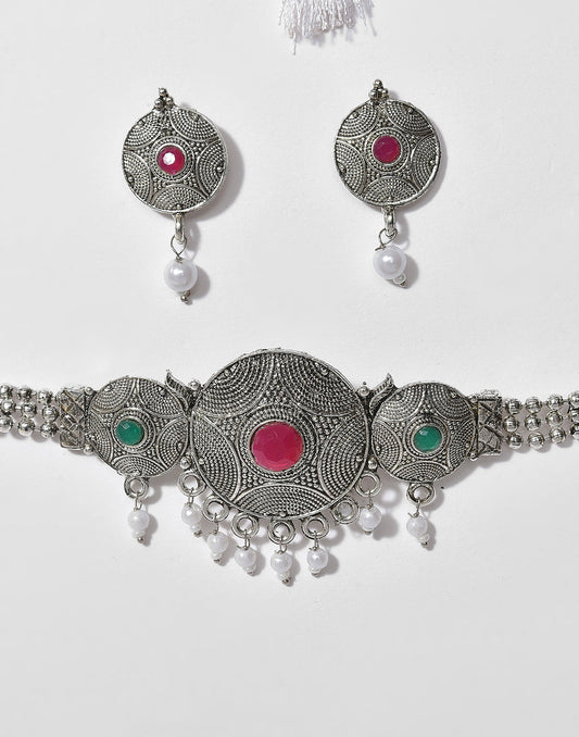 Meenakari Silver Plated Necklace
