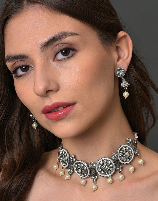 Meenakari Silver Plated Necklace