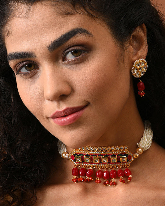 Gold-Plated Beaded Necklace Set