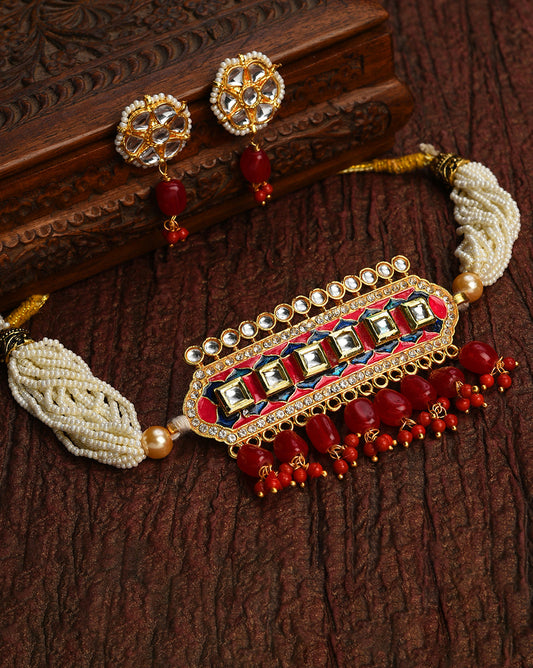 Gold-Plated Beaded Necklace Set