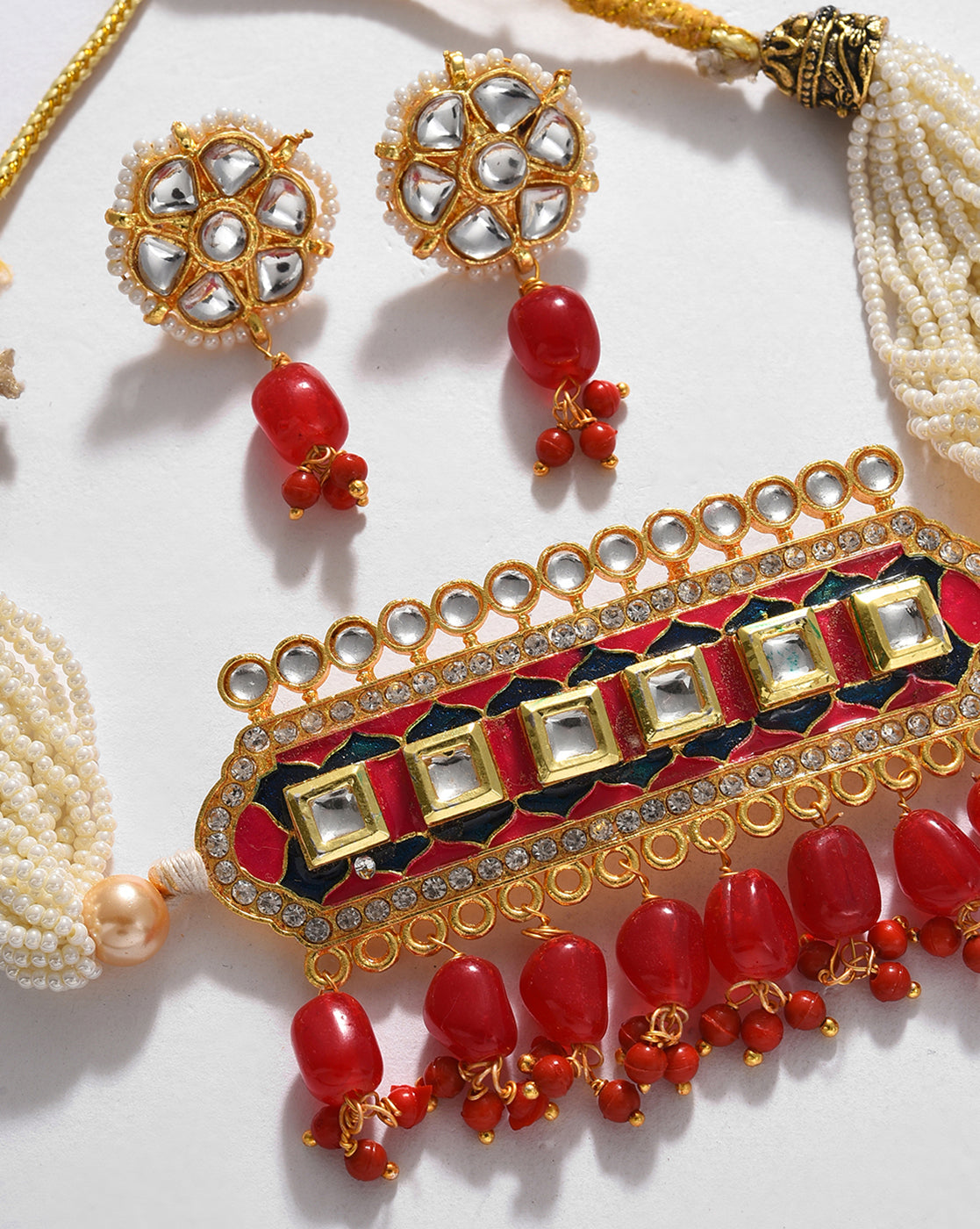 Gold-Plated Beaded Necklace Set