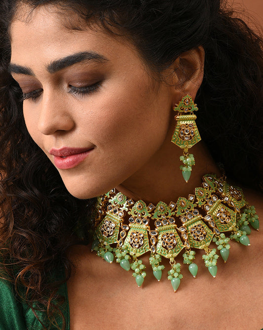 Kundan Meenakari Jaipuri Choker Set