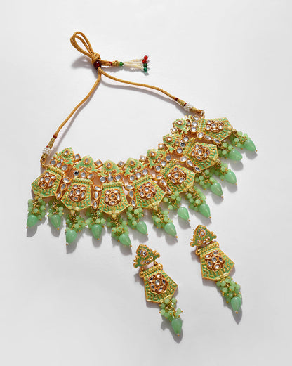 Kundan Meenakari Jaipuri Choker Set