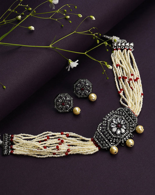 Gold-Plated Beaded Necklace Set