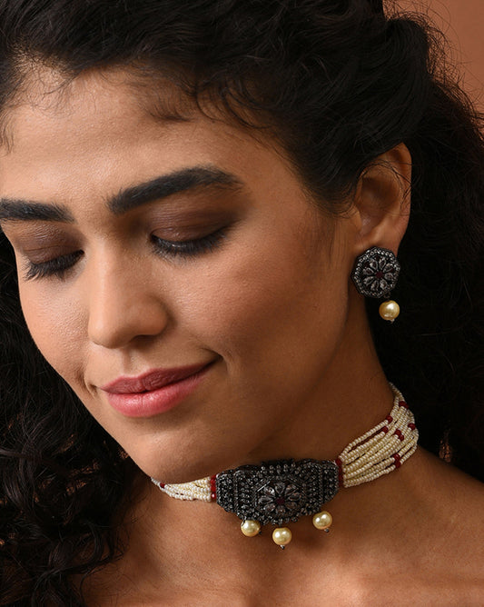 Gold-Plated Beaded Necklace Set