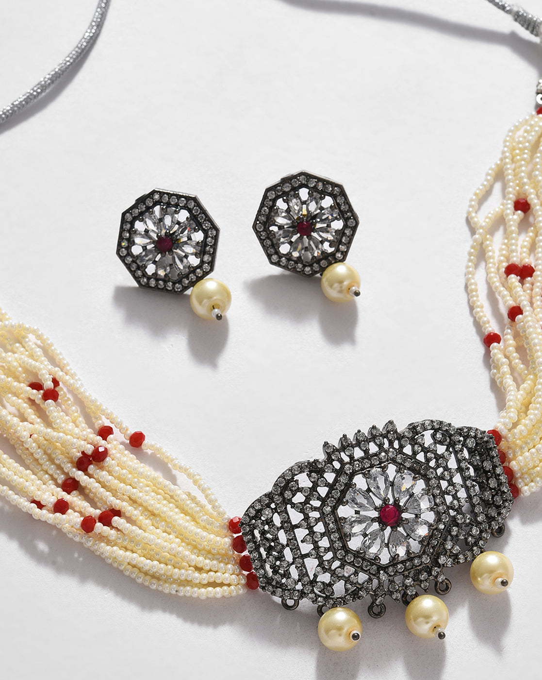 Gold-Plated Beaded Necklace Set
