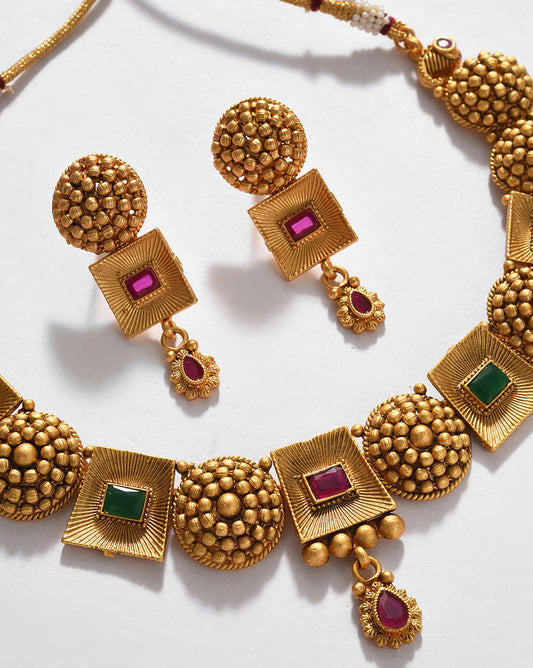 Gold-Plated Contemporary Jewellery Set
