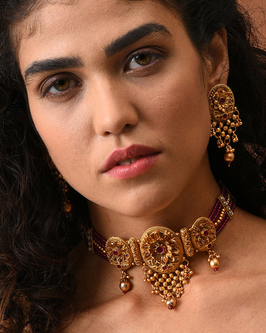 Gold-Plated Contemporary Jewellery Set