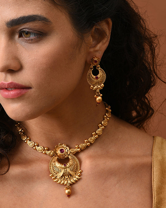 Gold-Plated Contemporary Jewellery Set