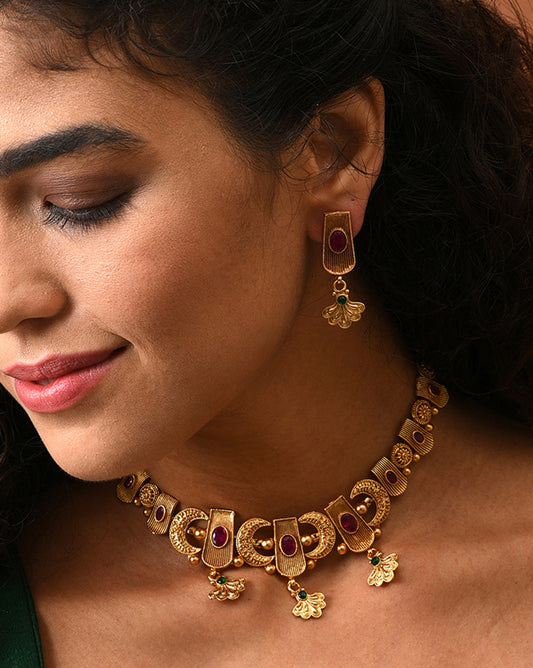 Gold-Plated Contemporary Jewellery Set
