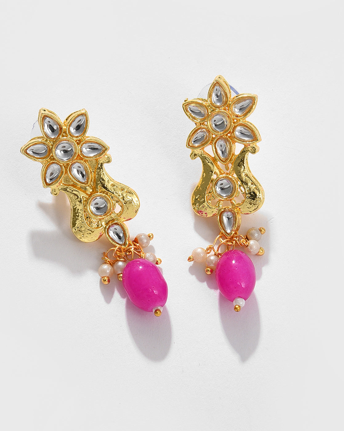 Gold Plated Designer Stone Beaded Necklace and Earrings Set