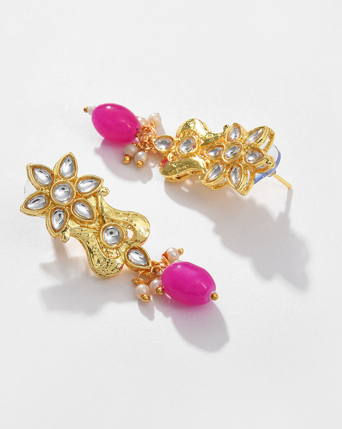 Gold Plated Designer Stone Beaded Necklace and Earrings Set