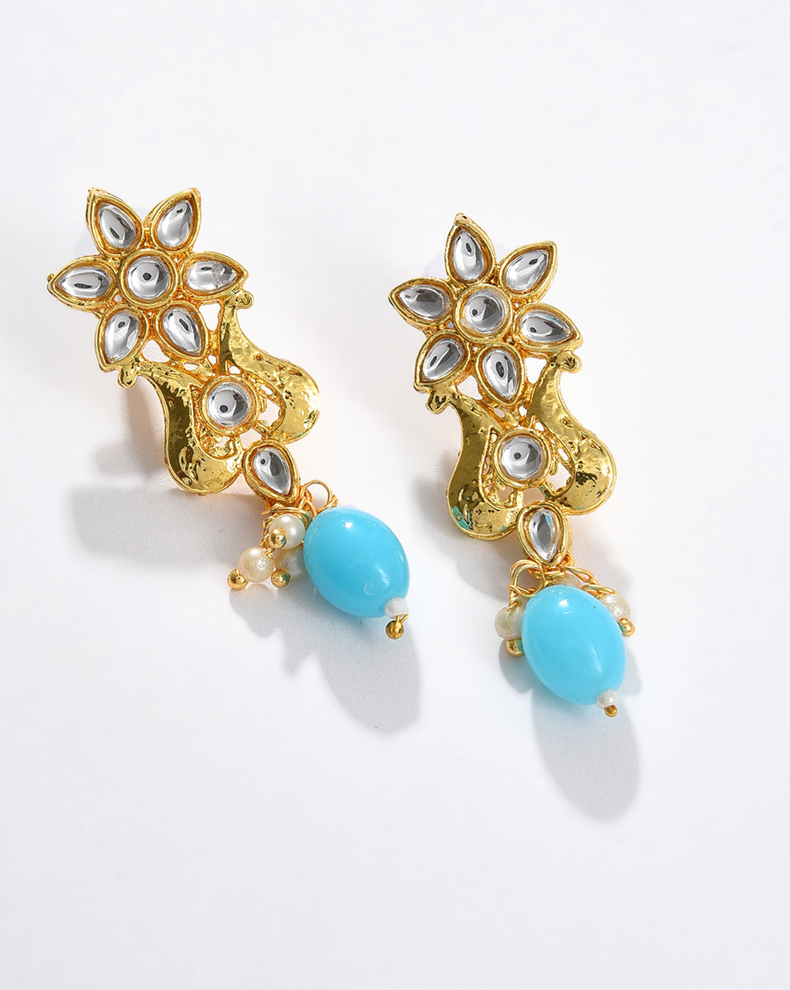 Gold Plated Designer Stone Beaded Necklace and Earrings Set