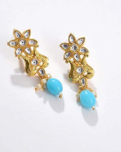 Gold Plated Designer Stone Beaded Necklace and Earrings Set