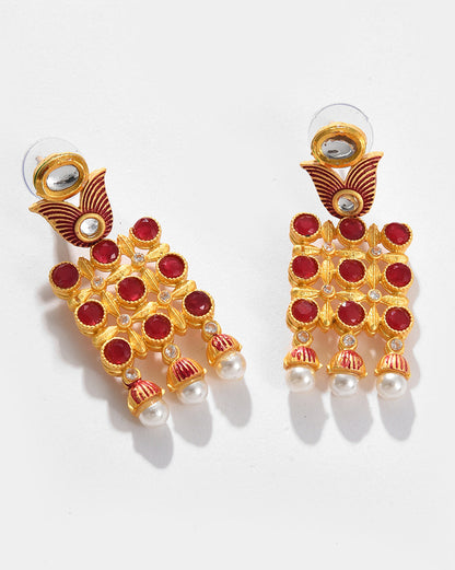 Gold Plated Designer Kundan Necklace and Earrings Set