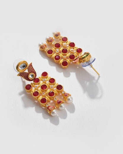 Gold Plated Designer Kundan Necklace and Earrings Set