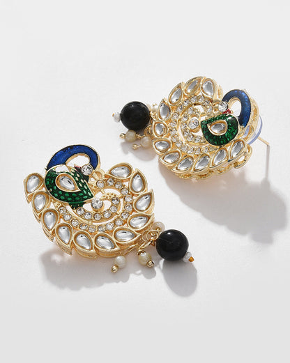 Silver Plated Designer Stone Beaded Necklace and Earrings Set