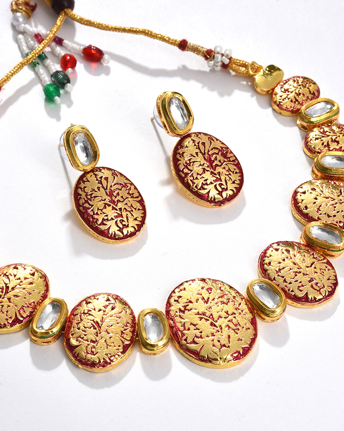 Gold Plated Designer Kundan Necklace and Earrings Set