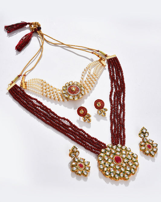 Maroon Kundan Bridal Jewellery Set