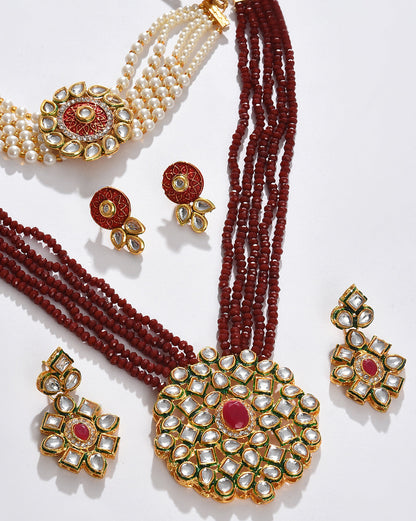 Maroon Kundan Bridal Jewellery Set