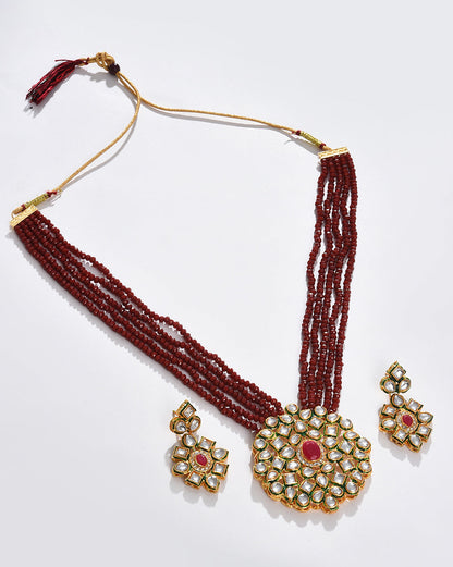 Maroon Kundan Bridal Jewellery Set