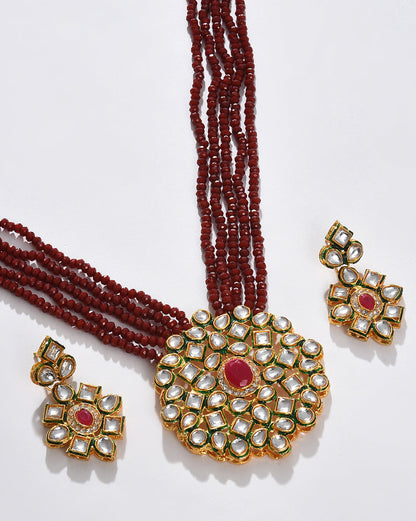 Maroon Kundan Bridal Jewellery Set