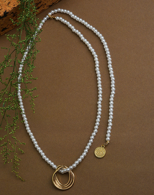 Gold Plated Pearl Beaded Necklace