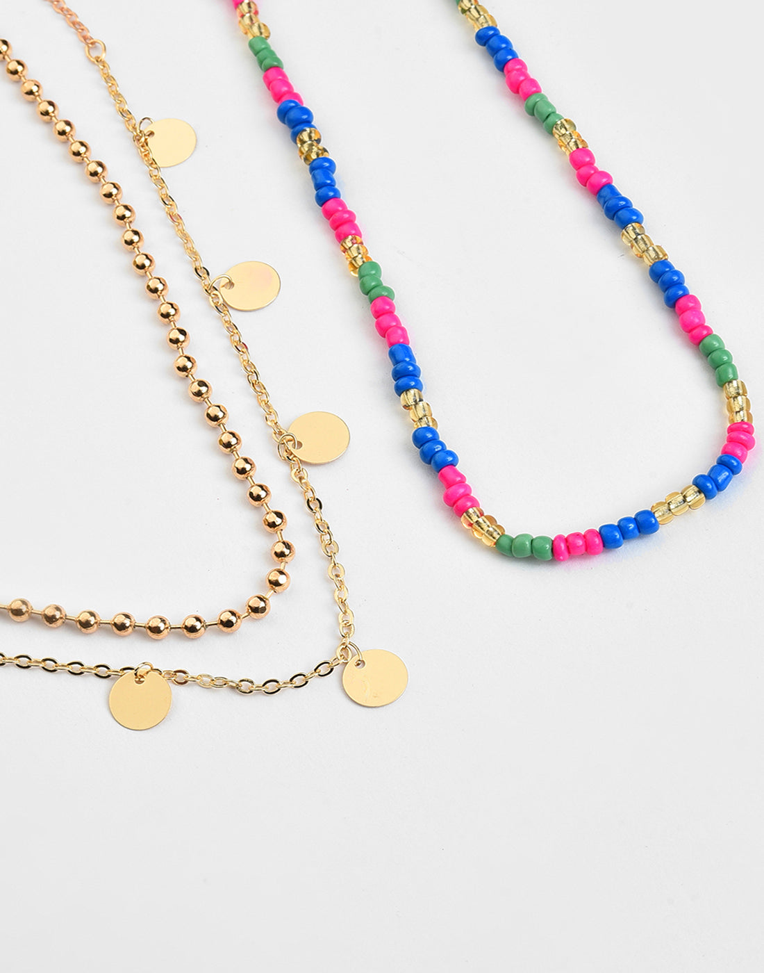 Pack of 3 Gold Plated Beaded Necklace