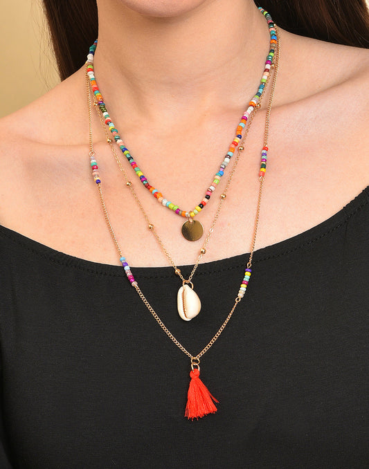Pack of 3 Gold Plated Beaded Necklace
