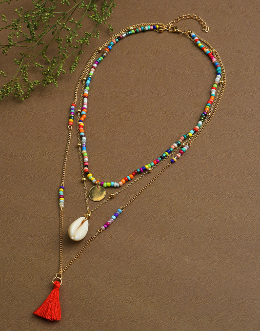 Pack of 3 Gold Plated Beaded Necklace