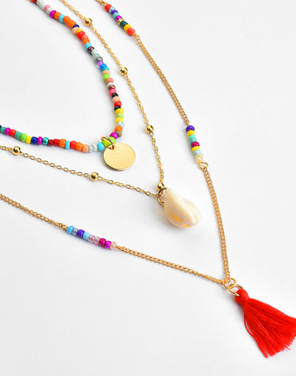 Pack of 3 Gold Plated Beaded Necklace
