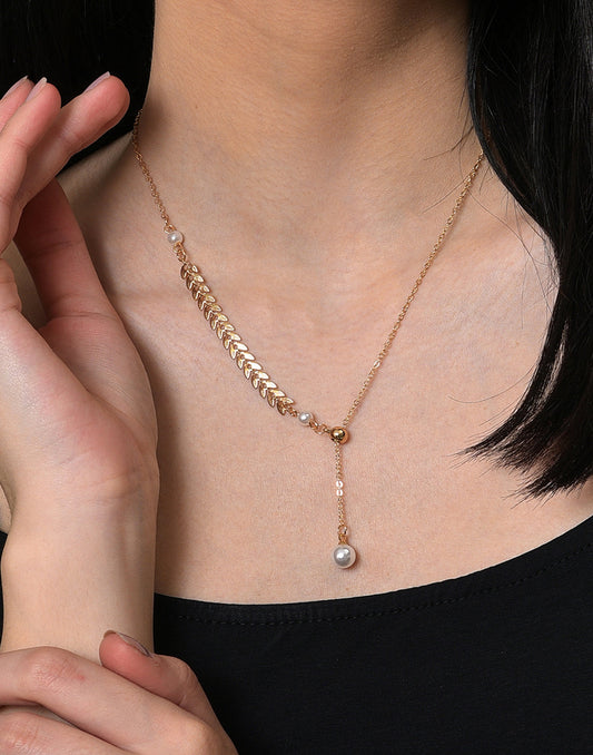 Gold Plated Pearl Beaded Necklace