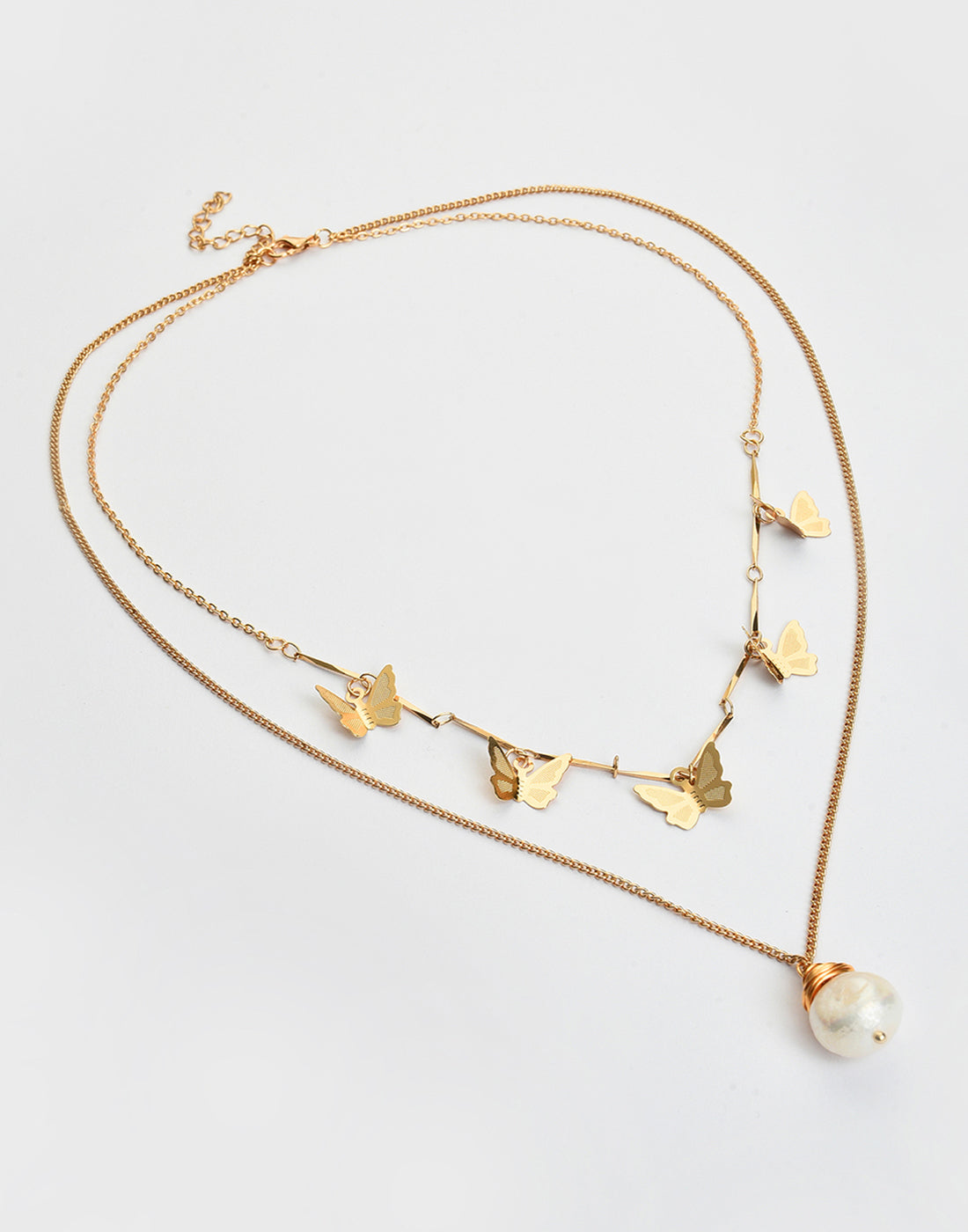 Pack of 2 Gold Plated Butterfly Shaped Necklace